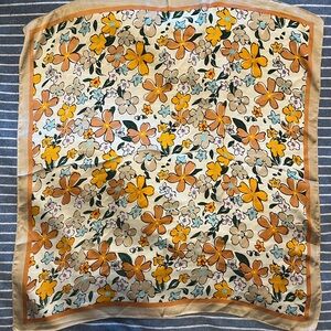 NEW Floral Print Scarf in Orange and Cream